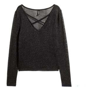 Mesh black + glitter top M- H&M Divided